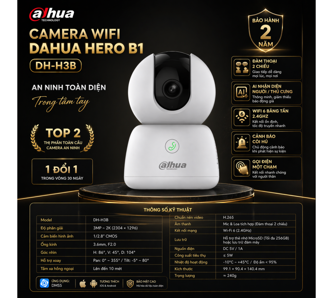 Camera wifi Dahua Hero B1 DH-H3B